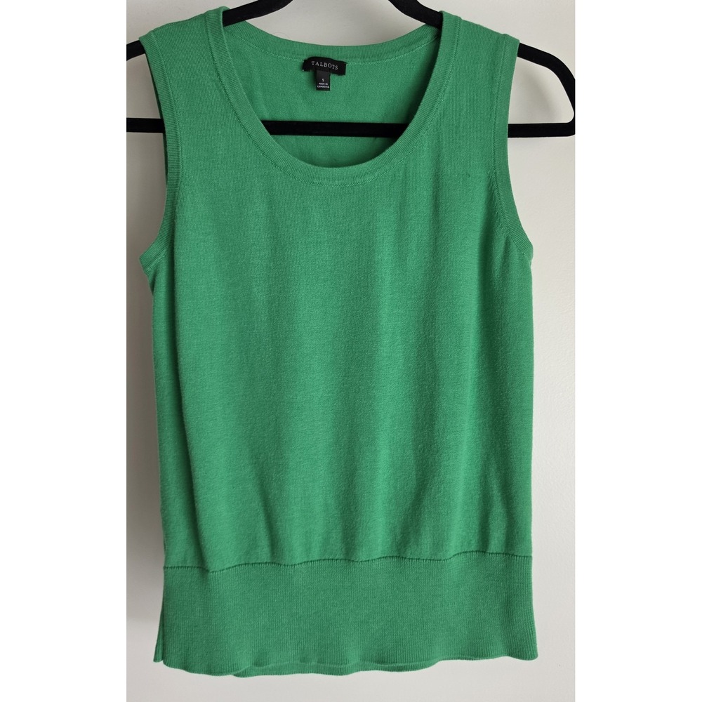 Talbots Tank Top Women S Green Sleeveless Round Neck Casual Cami Shirt